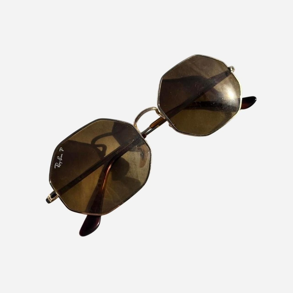 Ray-Ban Octagon Gold And Brown Sunglasses